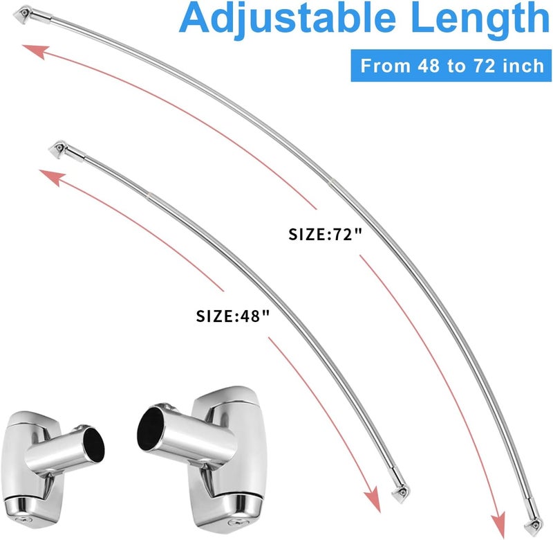 TOPROD Curved Shower Curtain Rod, Round Shower Curtain Rod 48 to 72 Inches Adjustable, Rounded Bowed Stainless Steel Shower Rods for Bathroom, Bathtub, More Shower Space, Chrome, Need to Drill - Image 2